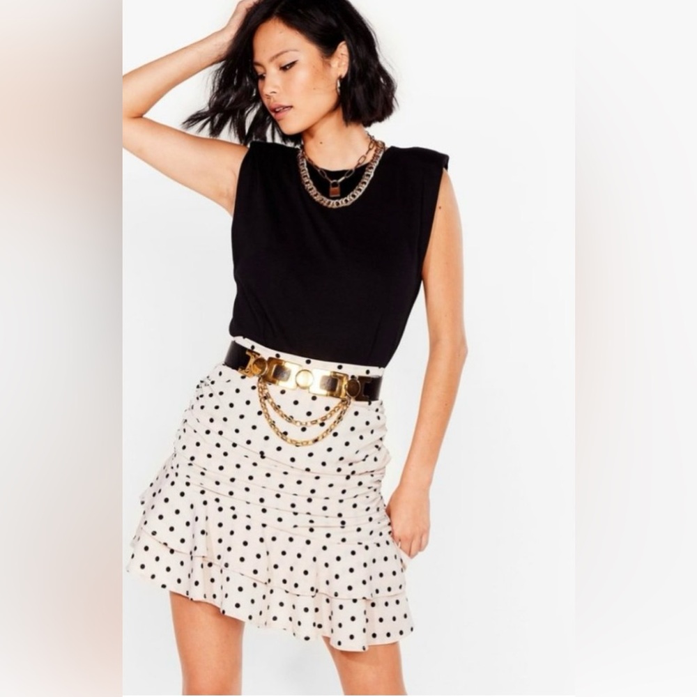 NWT Nasty Gal Polka Dot High Waisted Mini Skirt - Large